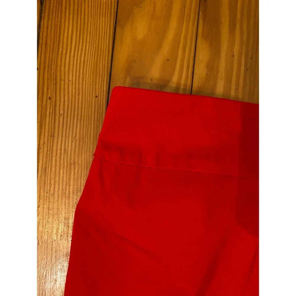 Ruby‎ Rd Womens Red Capri Pants Slimming Contour Waistband Lattice Hem 16 NEW